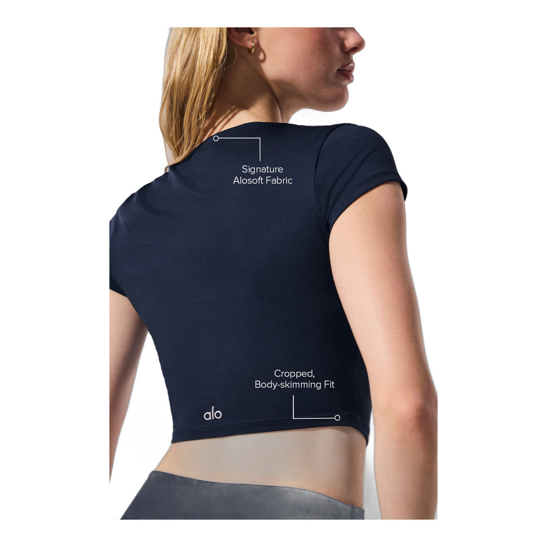 alo Alosoft Crop Finesse Short Sleeve - Navy by Alo Yoga