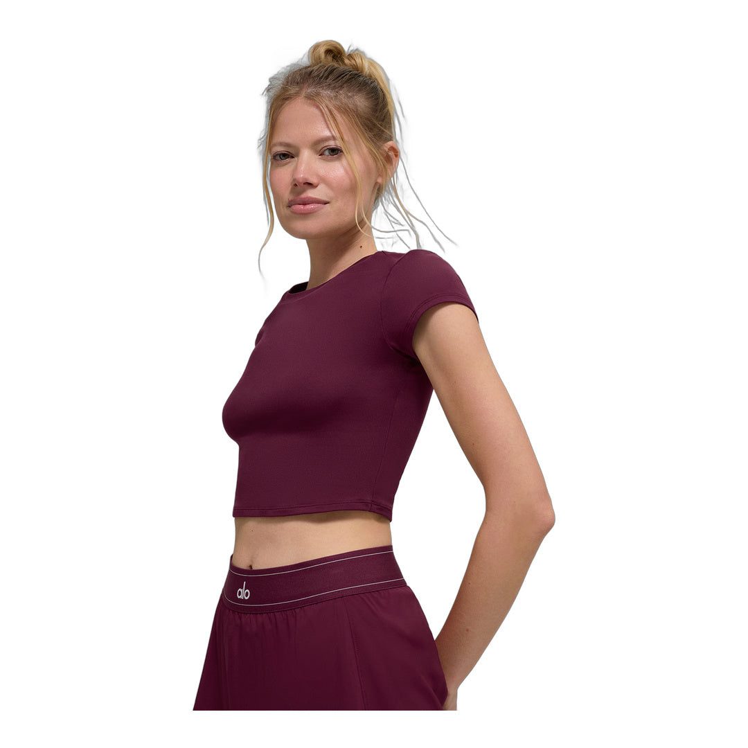alo Alosoft Crop Finesse Short Sleeve - Burgundy by Alo Yoga