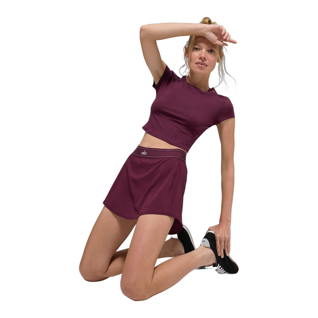 alo Alosoft Crop Finesse Short Sleeve - Burgundy by Alo Yoga