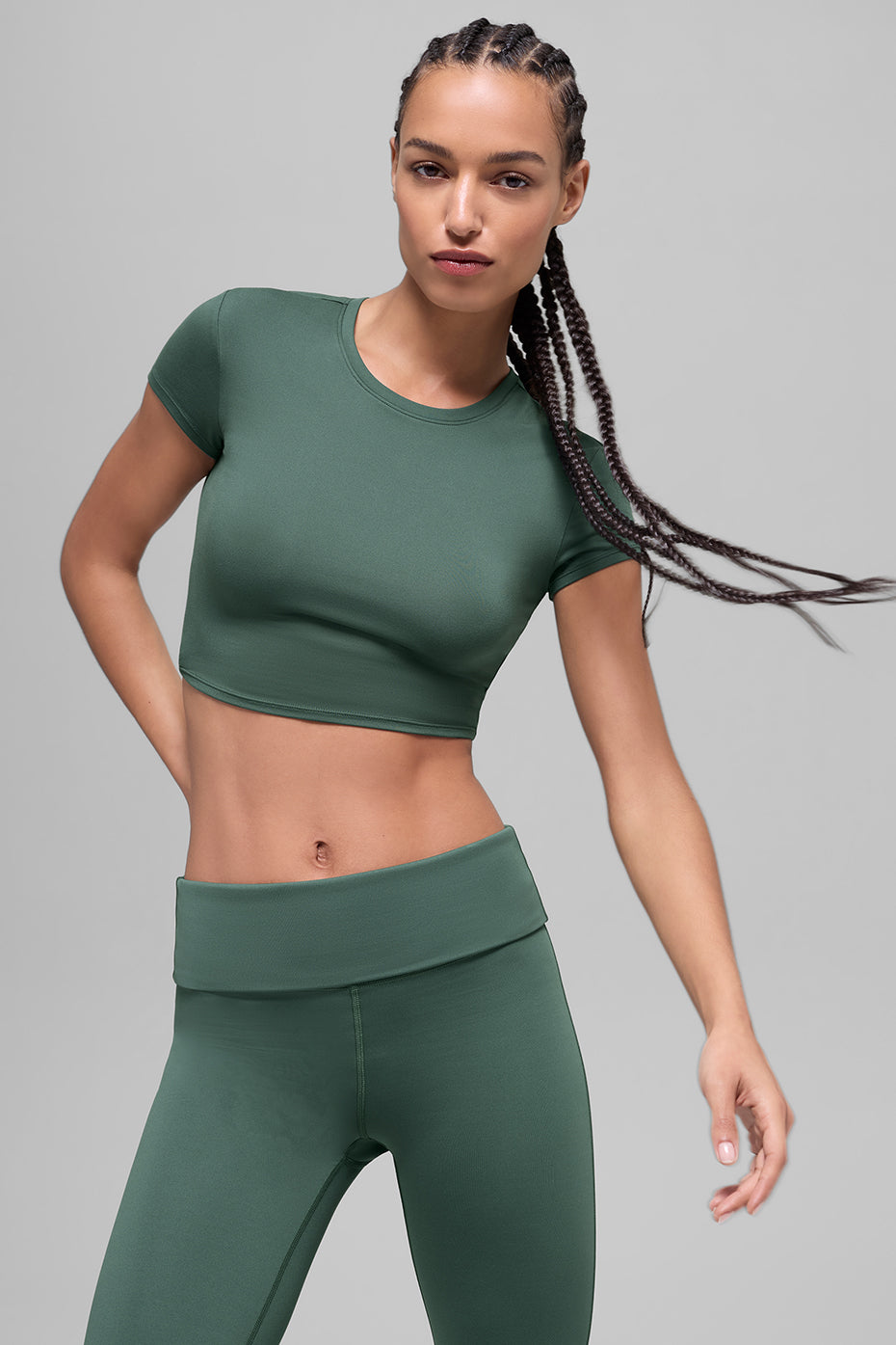 Alosoft Crop Finesse Short Sleeve - Clover Green (W1406R)