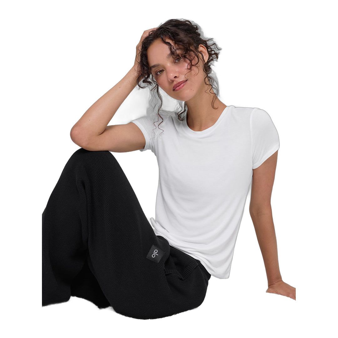 alo All Day Short Sleeve - White by Alo Yoga