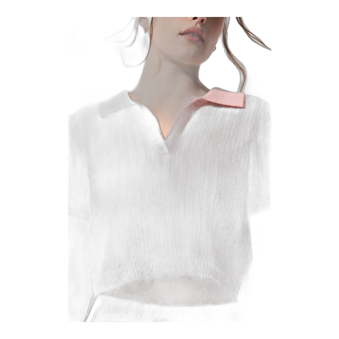 alo Cashmere Plush Waffle Polo Tee - Pink Quartz by Alo Yoga