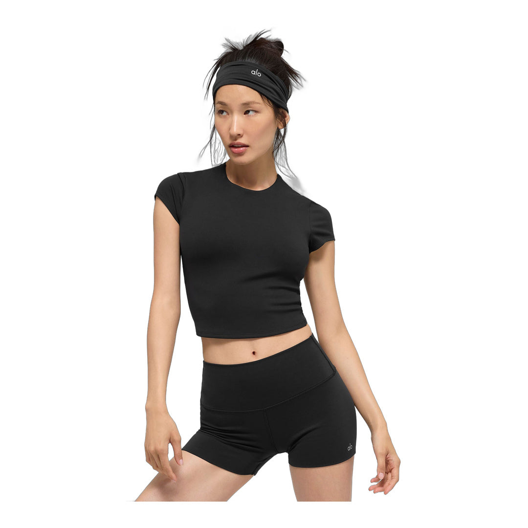 alo ALO Softsculpt Precision Short Sleeve Top - Black by Alo Yoga