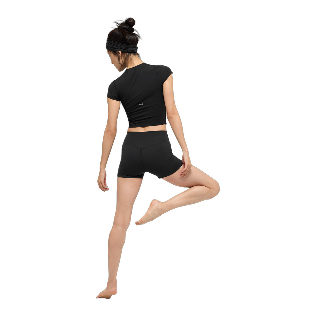 alo ALO Softsculpt Precision Short Sleeve Top - Black by Alo Yoga