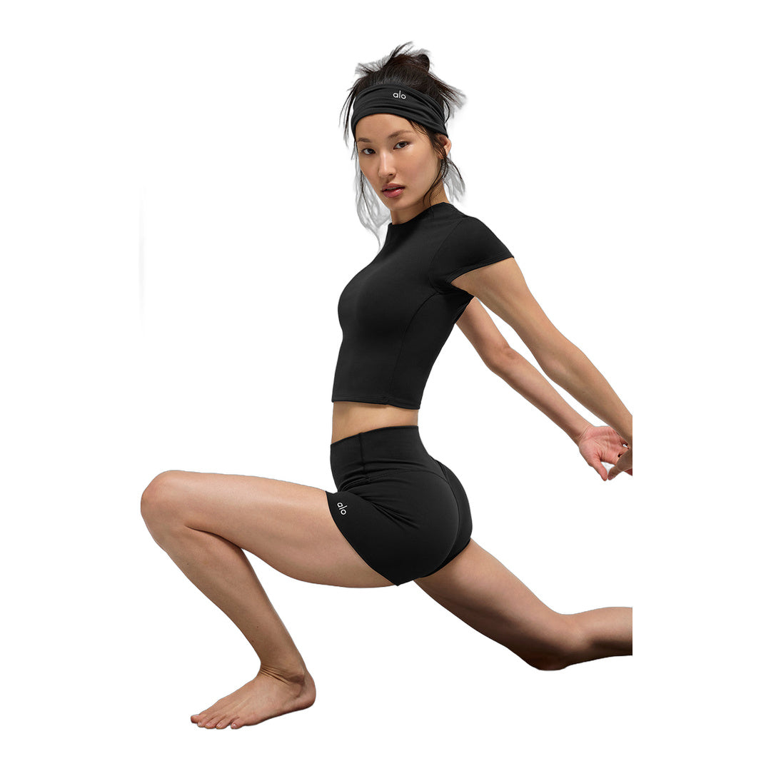 alo ALO Softsculpt Precision Short Sleeve Top - Black by Alo Yoga