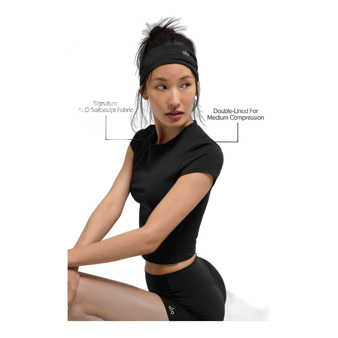 alo ALO Softsculpt Precision Short Sleeve Top - Black by Alo Yoga