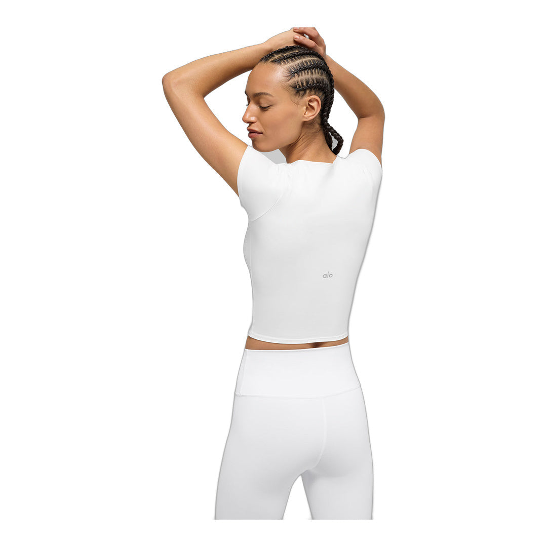 alo ALO Softsculpt Precision Short Sleeve Top - White by Alo Yoga