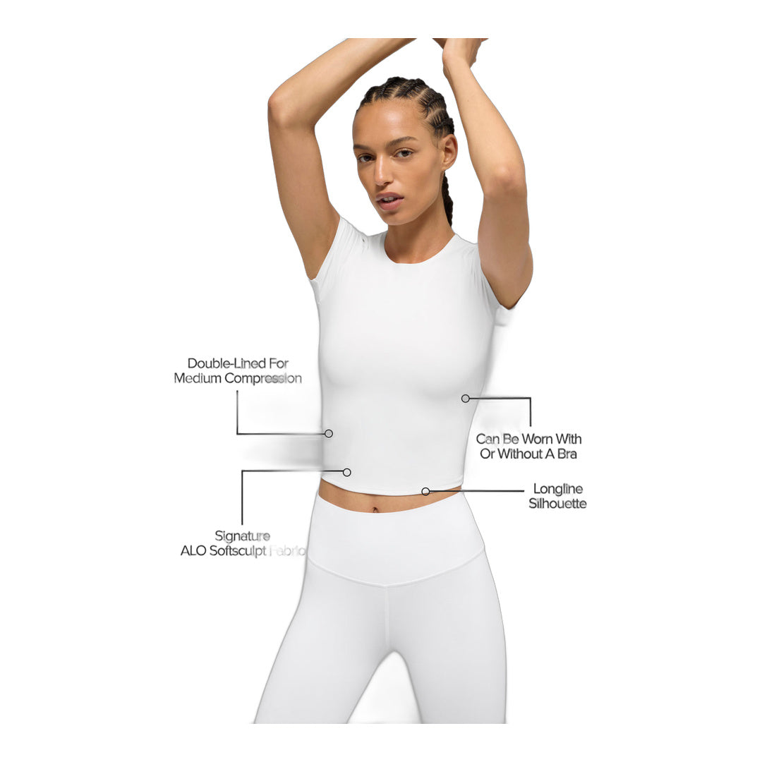 alo ALO Softsculpt Precision Short Sleeve Top - White by Alo Yoga
