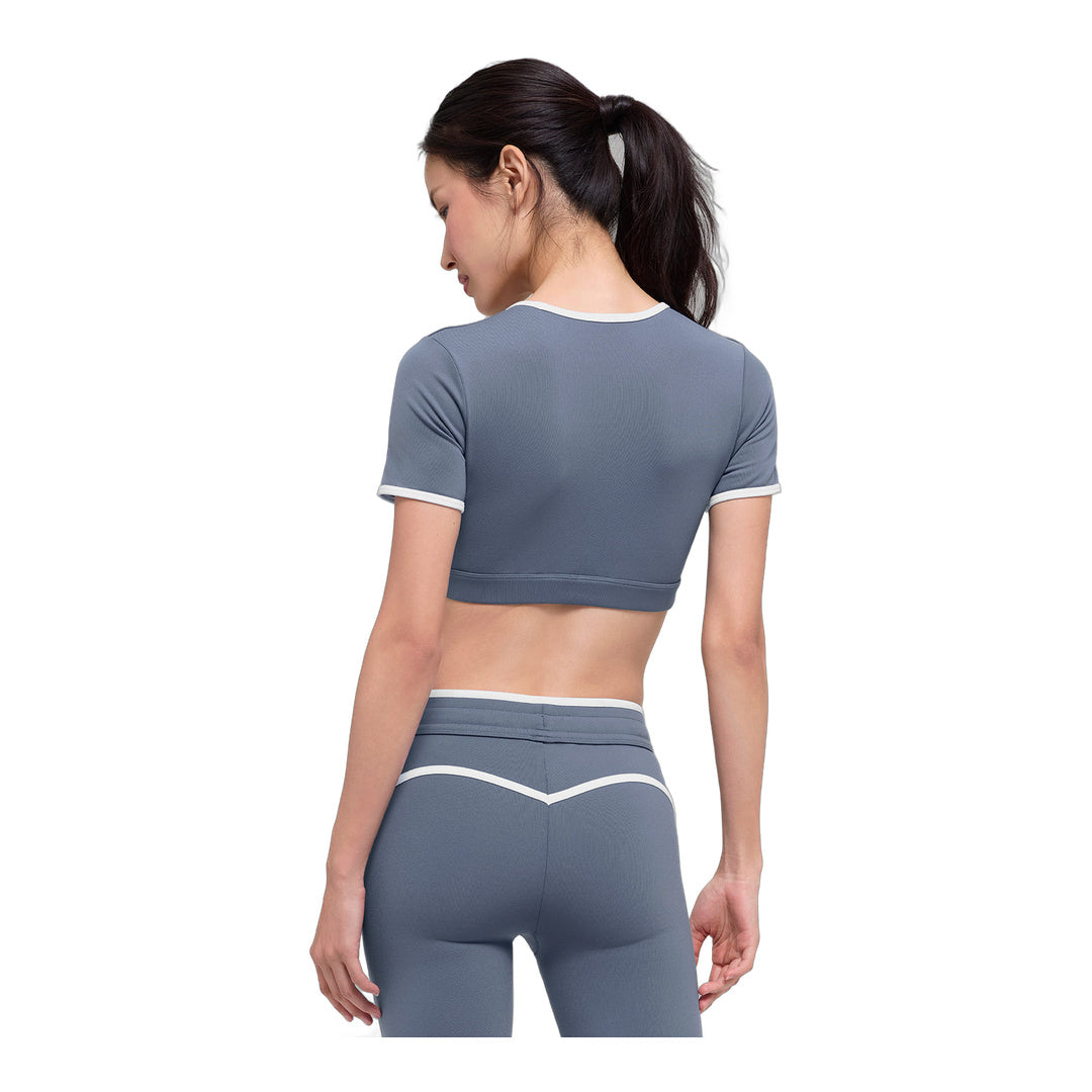 alo Airbrush Race Pace Short Sleeve - Bluestone/White by Alo Yoga