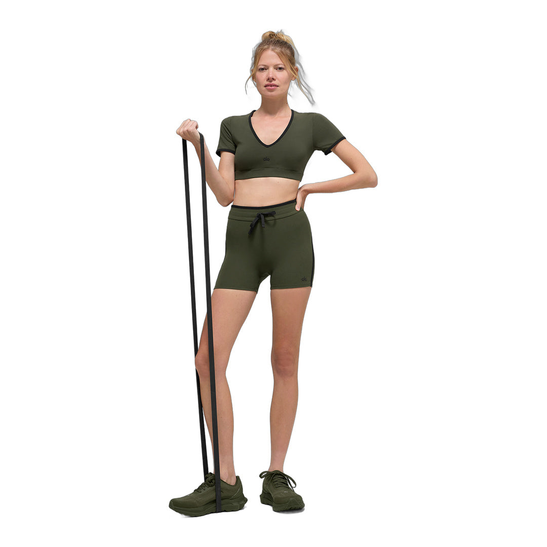 alo Airbrush Race Pace Short Sleeve - Green Olive/Black by Alo Yoga