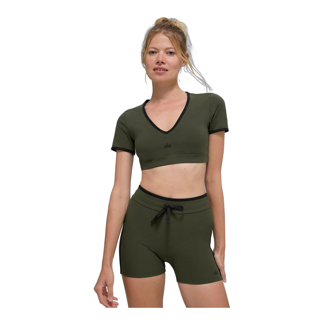 alo Airbrush Race Pace Short Sleeve - Green Olive/Black by Alo Yoga