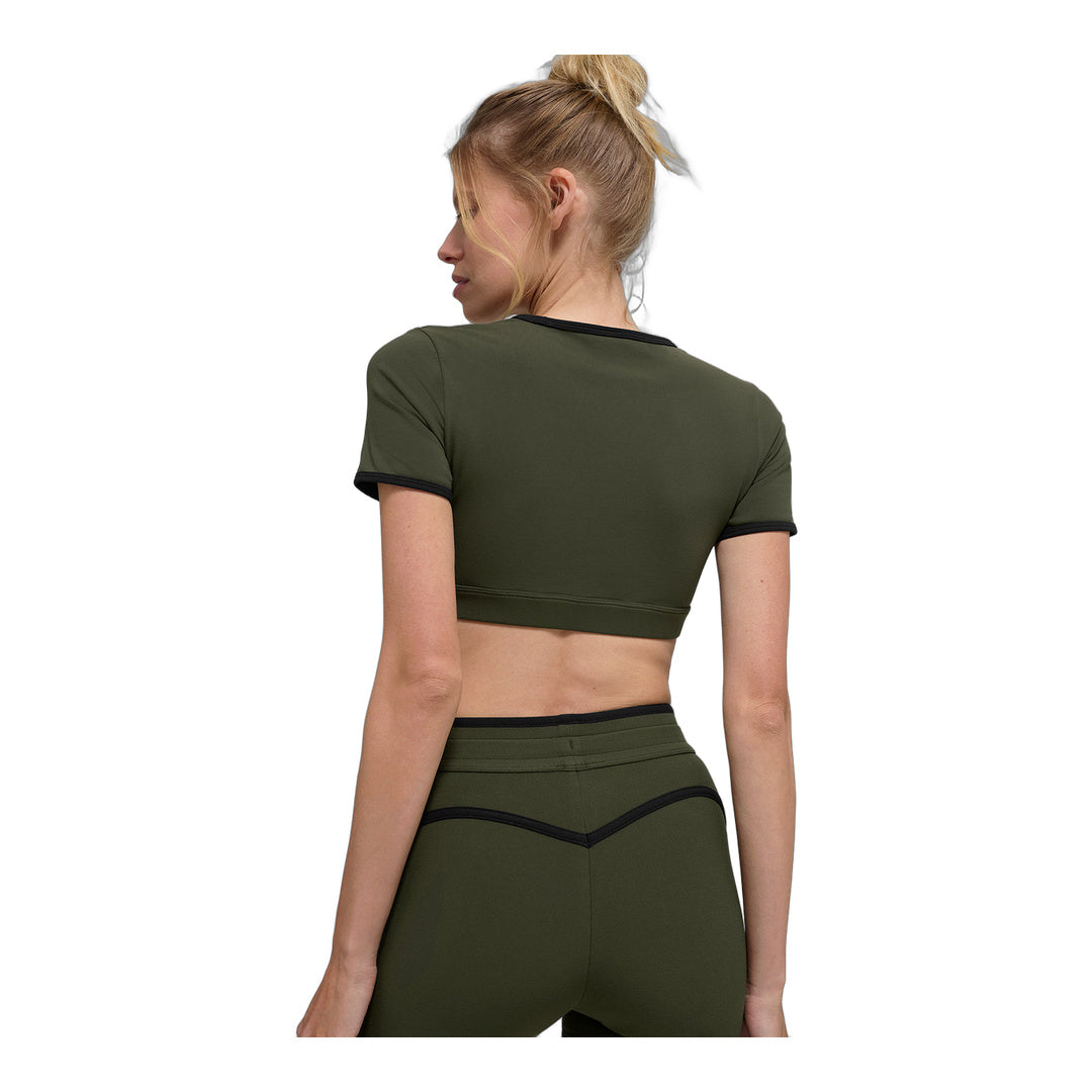alo Airbrush Race Pace Short Sleeve - Green Olive/Black by Alo Yoga