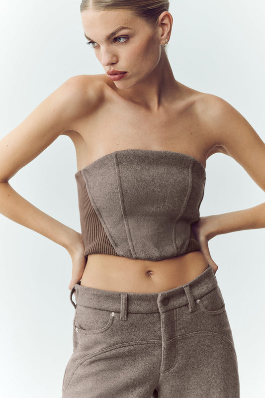 Wool Blend Nightcap Corset Top - Alpine Cocoa Heather (W1503P)