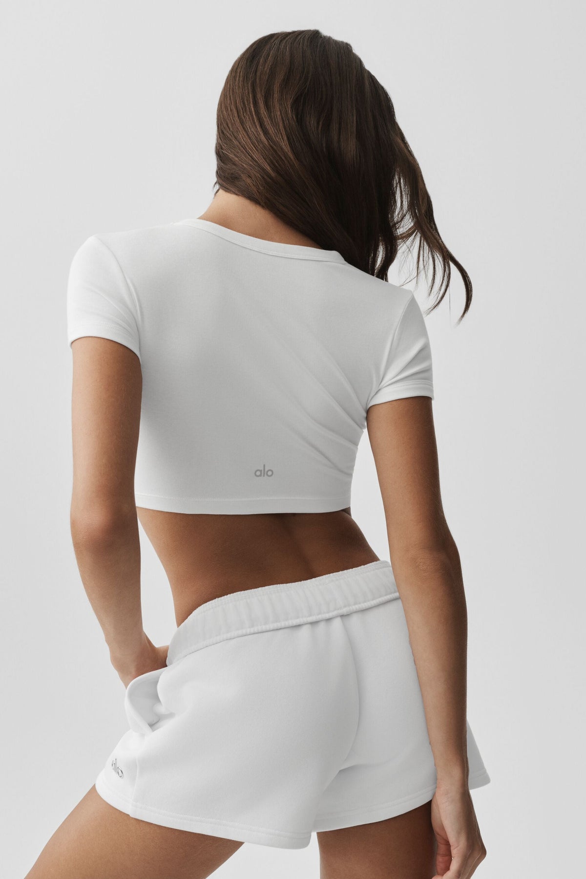Alo Yoga Cropped Timeless Tee in White, product image 4 of 7