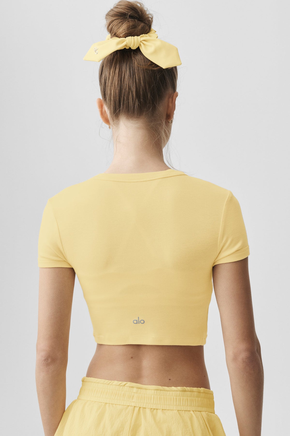 Alo Yoga Cropped Timeless Tee in Warm Butter, product image 2 of 4