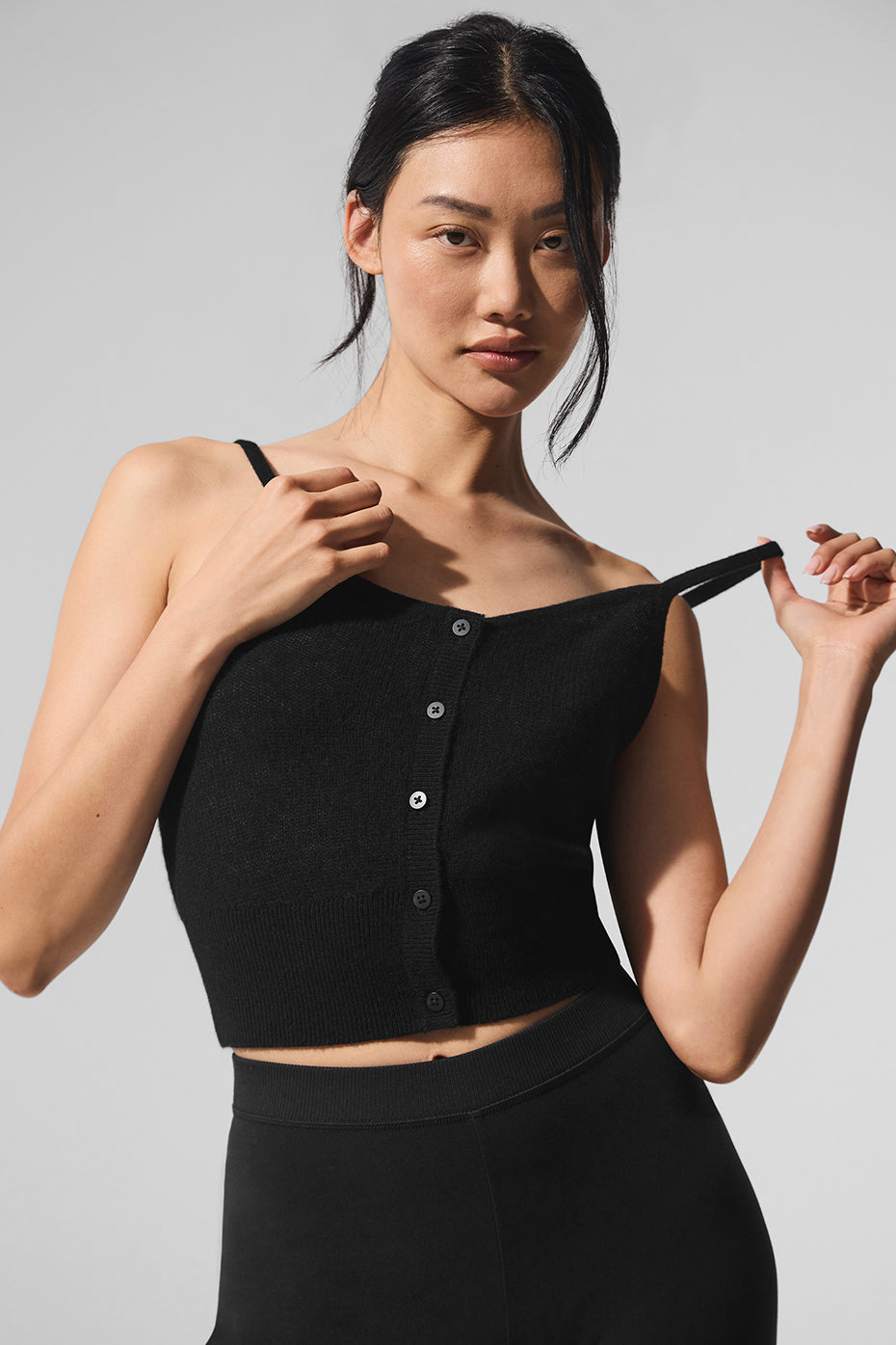 Sheer Cashmere Tank - Black (W2790R)
