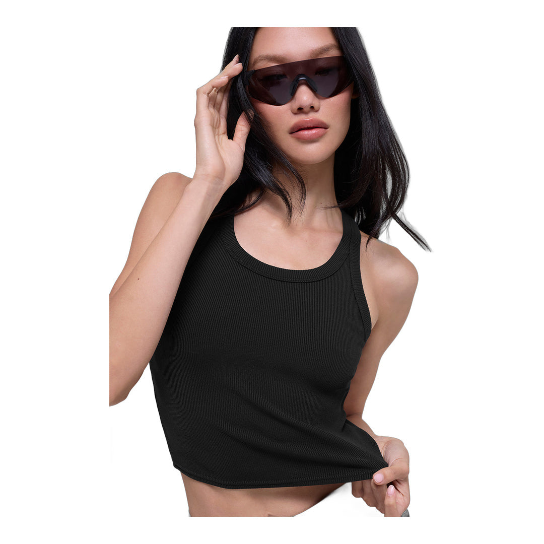 alo Goddess Ribbed Go-To Tank - Black by Alo Yoga
