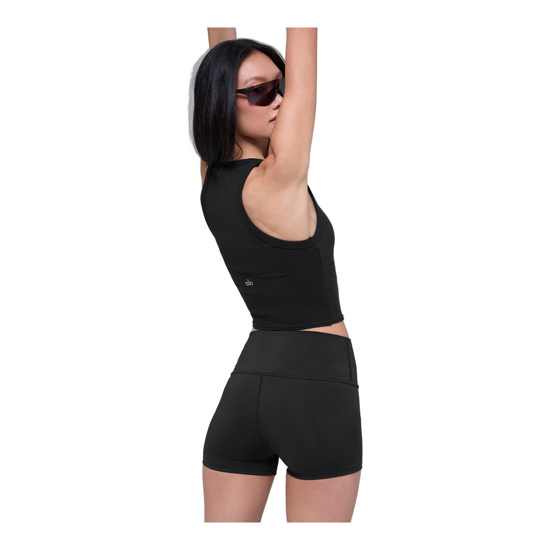 alo Goddess Ribbed Go-To Tank - Black by Alo Yoga