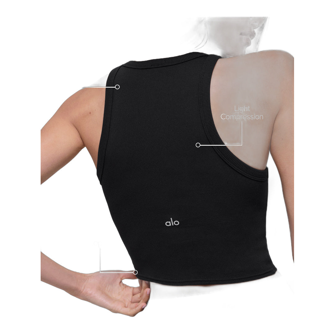 alo Goddess Ribbed Go-To Tank - Black by Alo Yoga
