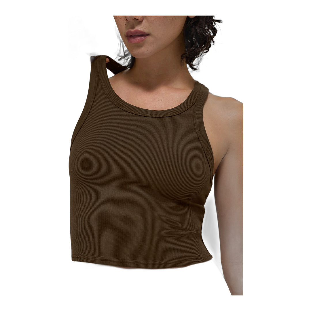 alo Goddess Ribbed Go-To Tank - Espresso by Alo Yoga