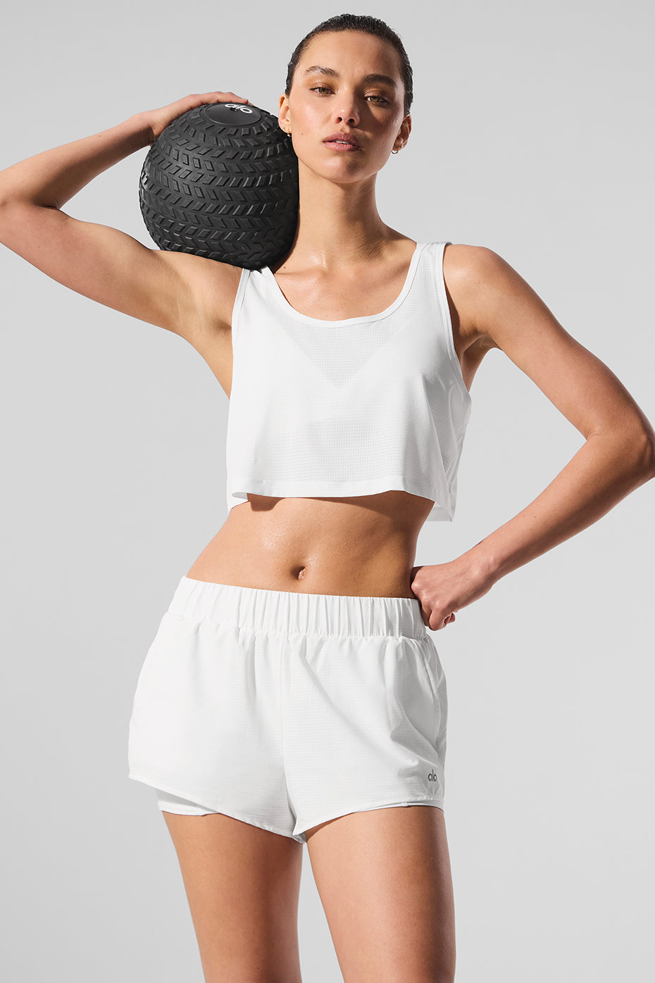 Cropped Sport Star Tank - White (W2785R)