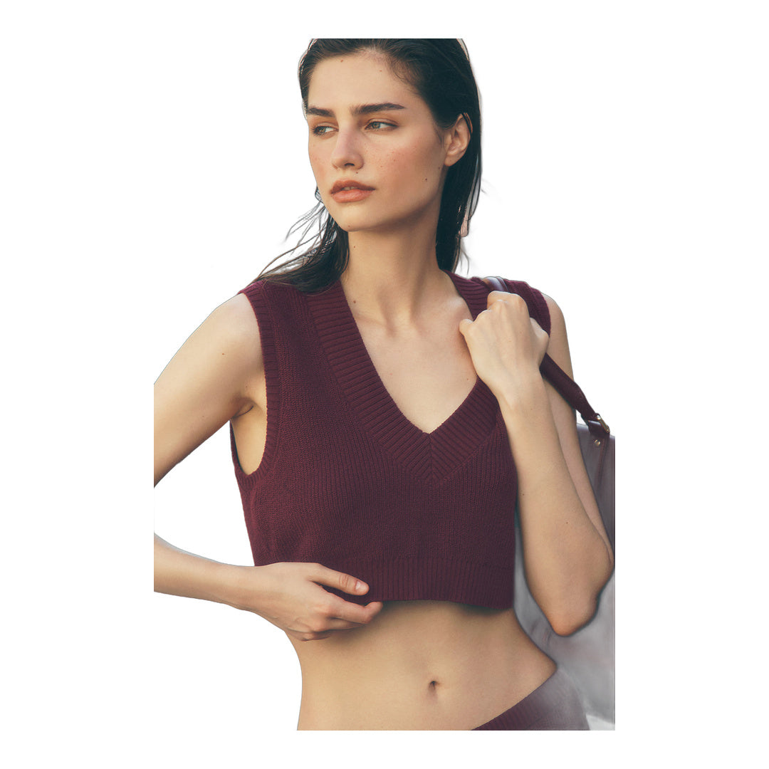 alo Supernatural Sweater Tank - Burgundy by Alo Yoga
