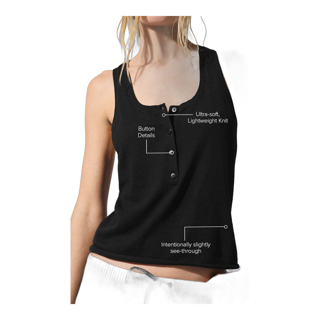 alo Supernatural Sweater Henley Tank - Black by Alo Yoga