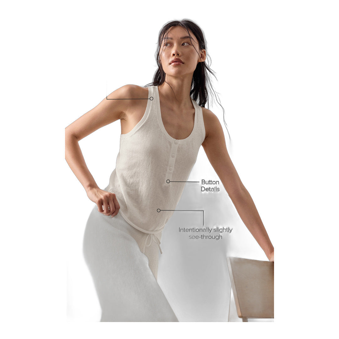 alo Supernatural Sweater Henley Tank - Ivory by Alo Yoga