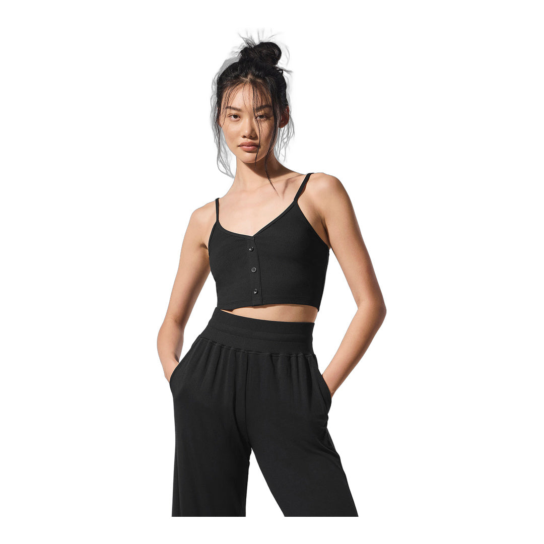 alo Ribbed Delicate Lounge Tank - Black by Alo Yoga
