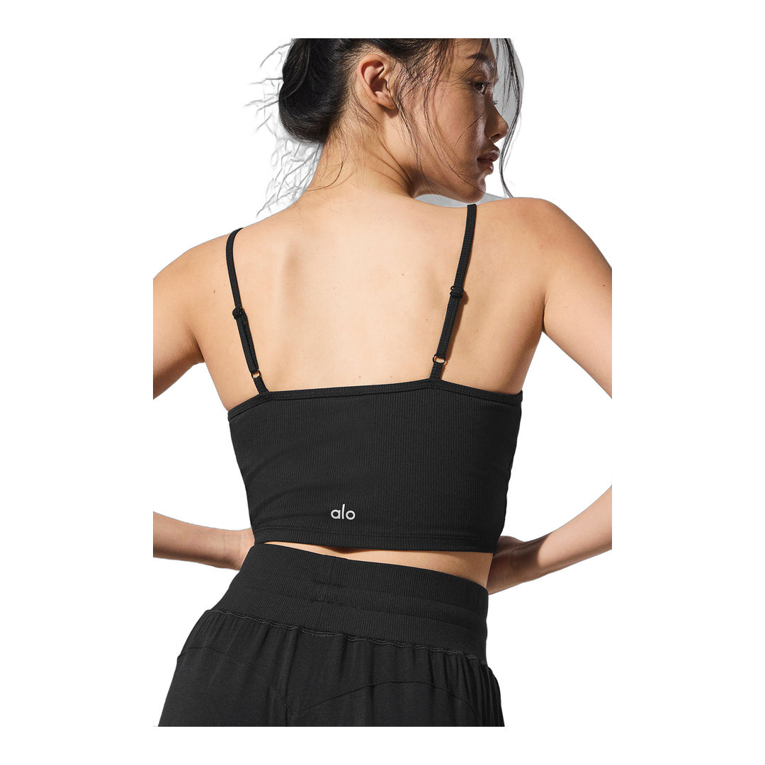 alo Ribbed Delicate Lounge Tank - Black by Alo Yoga