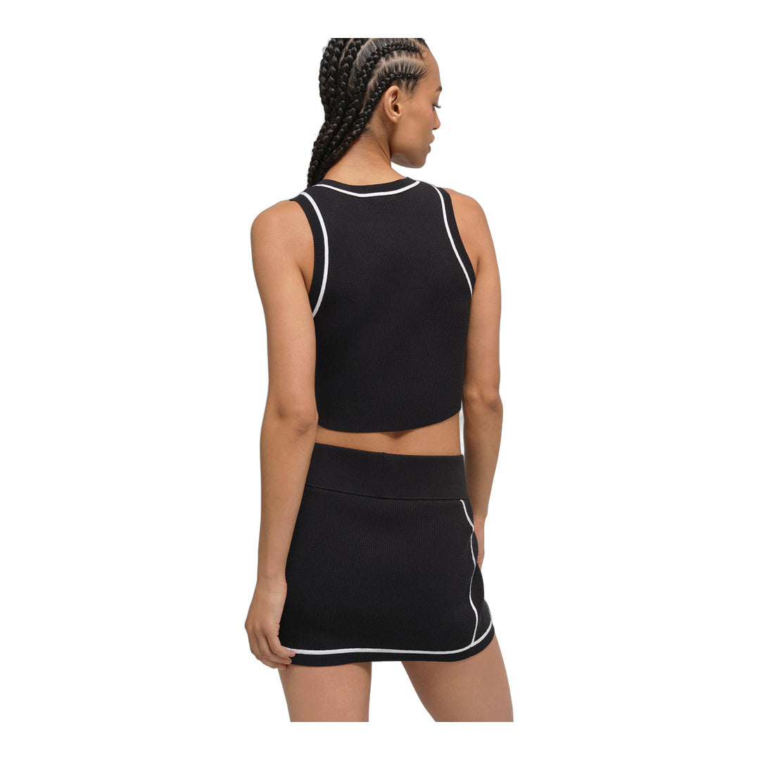 alo Ribbed Sweater Knit Highline Mini Skirt - Black/White by Alo Yoga