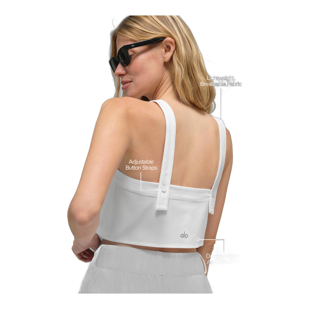 alo Cropped Dreamscape Tank - White by Alo Yoga