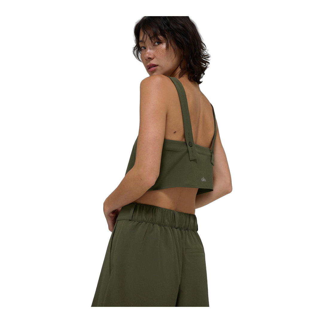 alo Cropped Dreamscape Tank - Green Olive by Alo Yoga