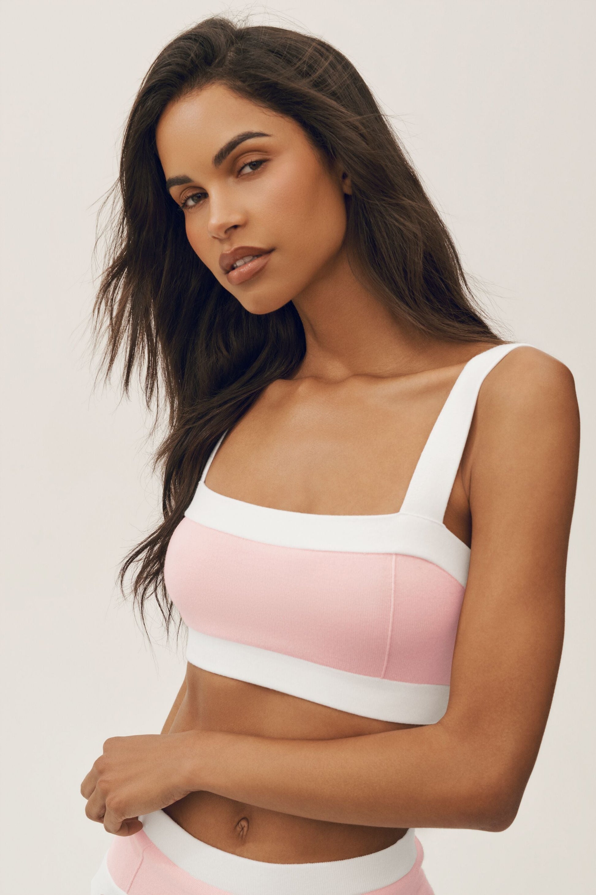 Cotton Cashmere Capri Dream Bra - Sundrenched Pink/White (W2844P)