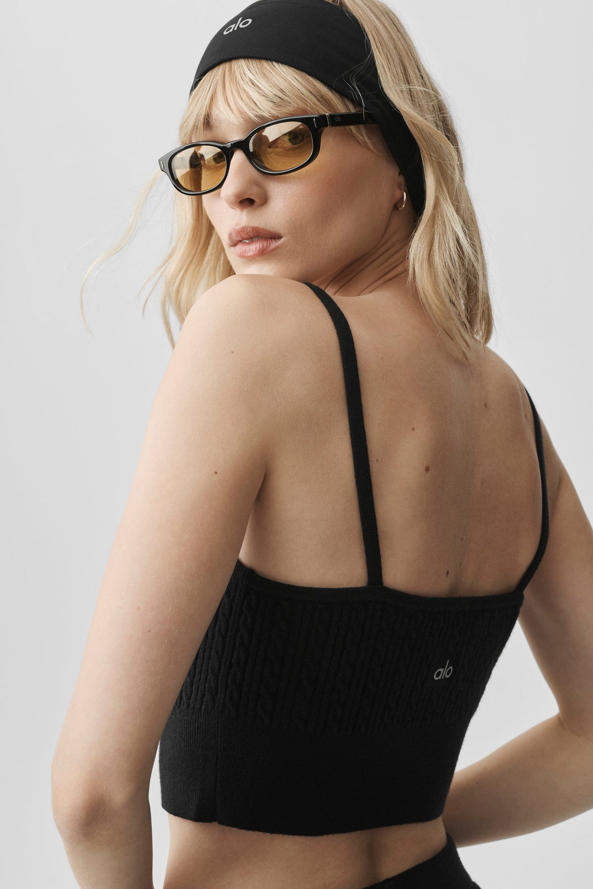 Alo Yoga Mini Cable Sweater Tank in Black, product image 3 of 5