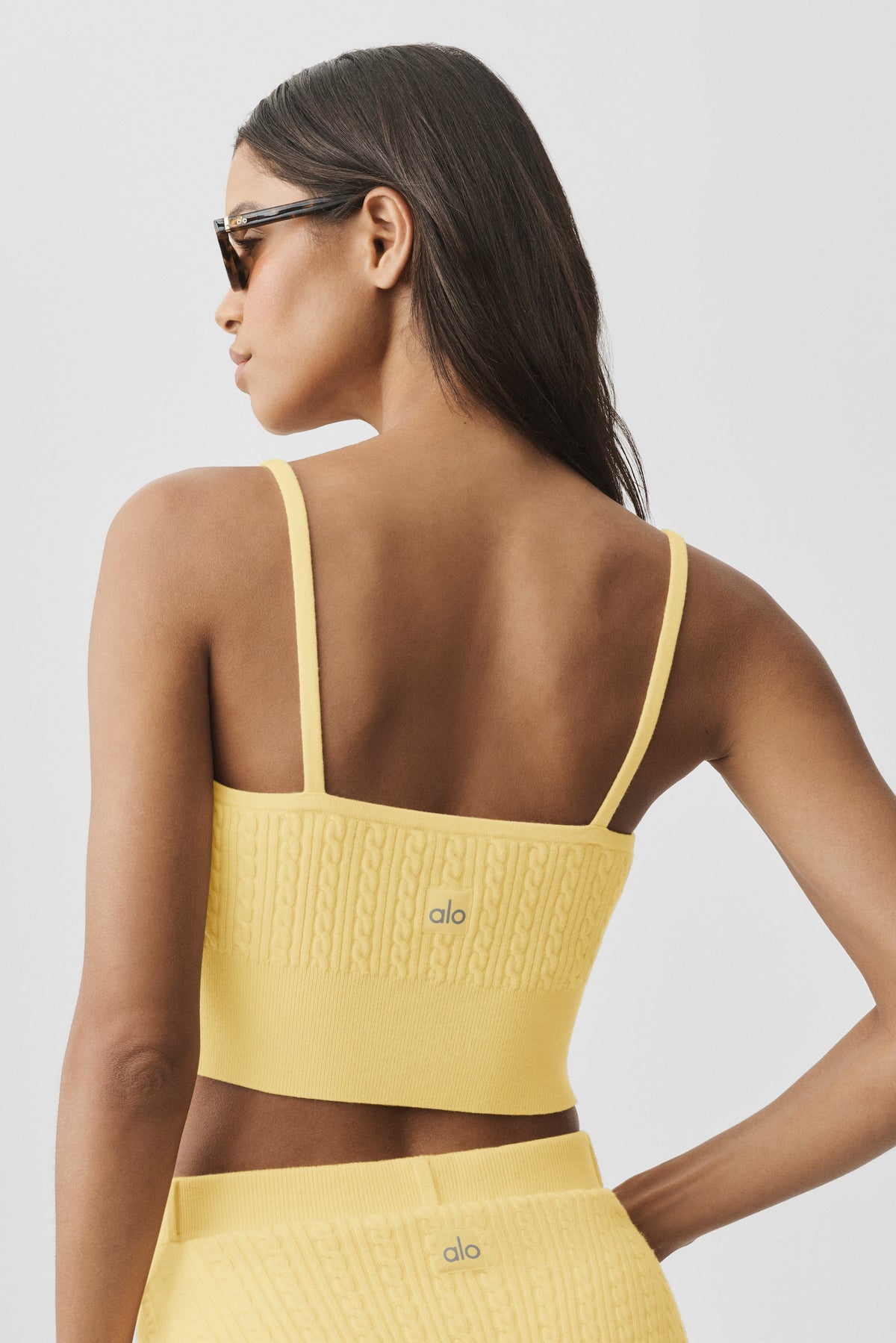 Alo Yoga Mini Cable Sweater Tank in Warm Butter, product image 2 of 4