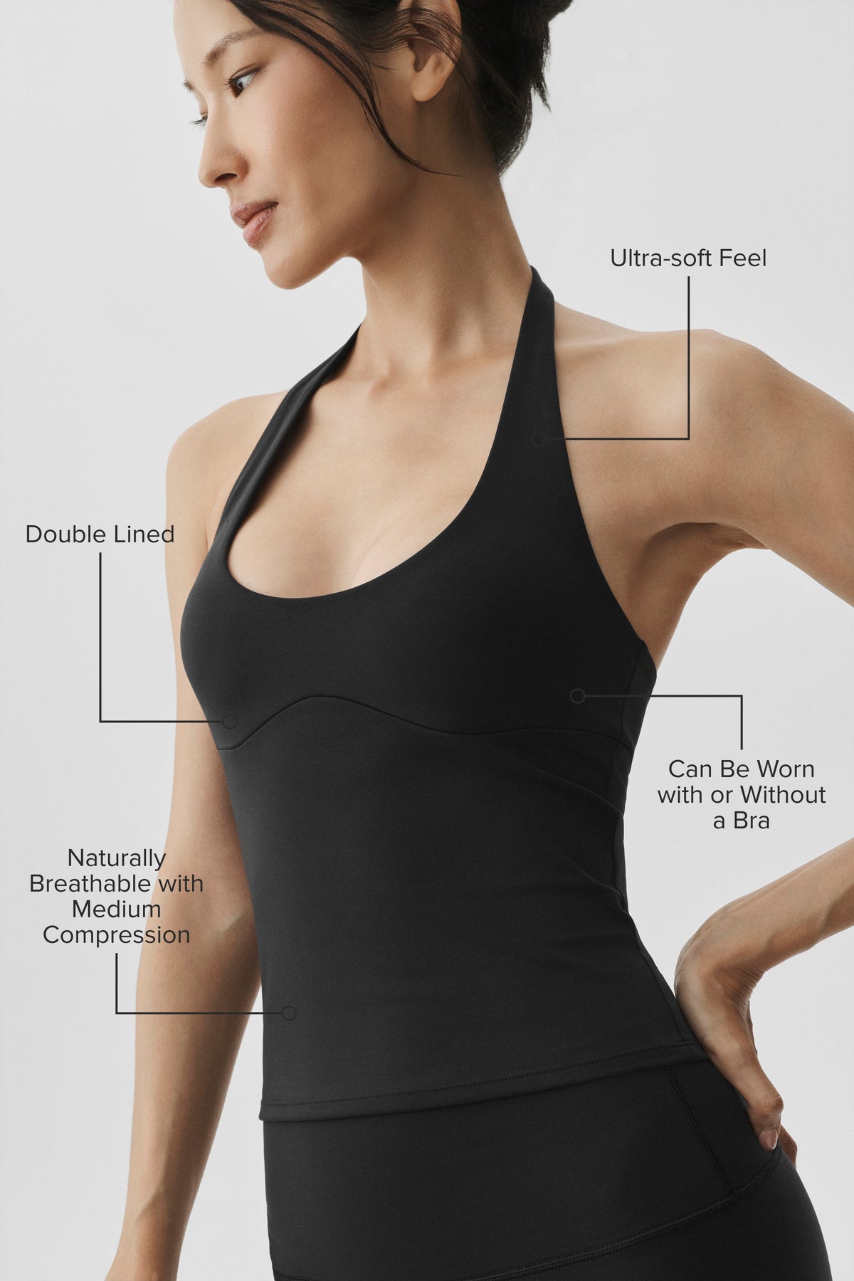 Alo Yoga Softsculpt Precision Halter Tank in Black, product image 2 of 5