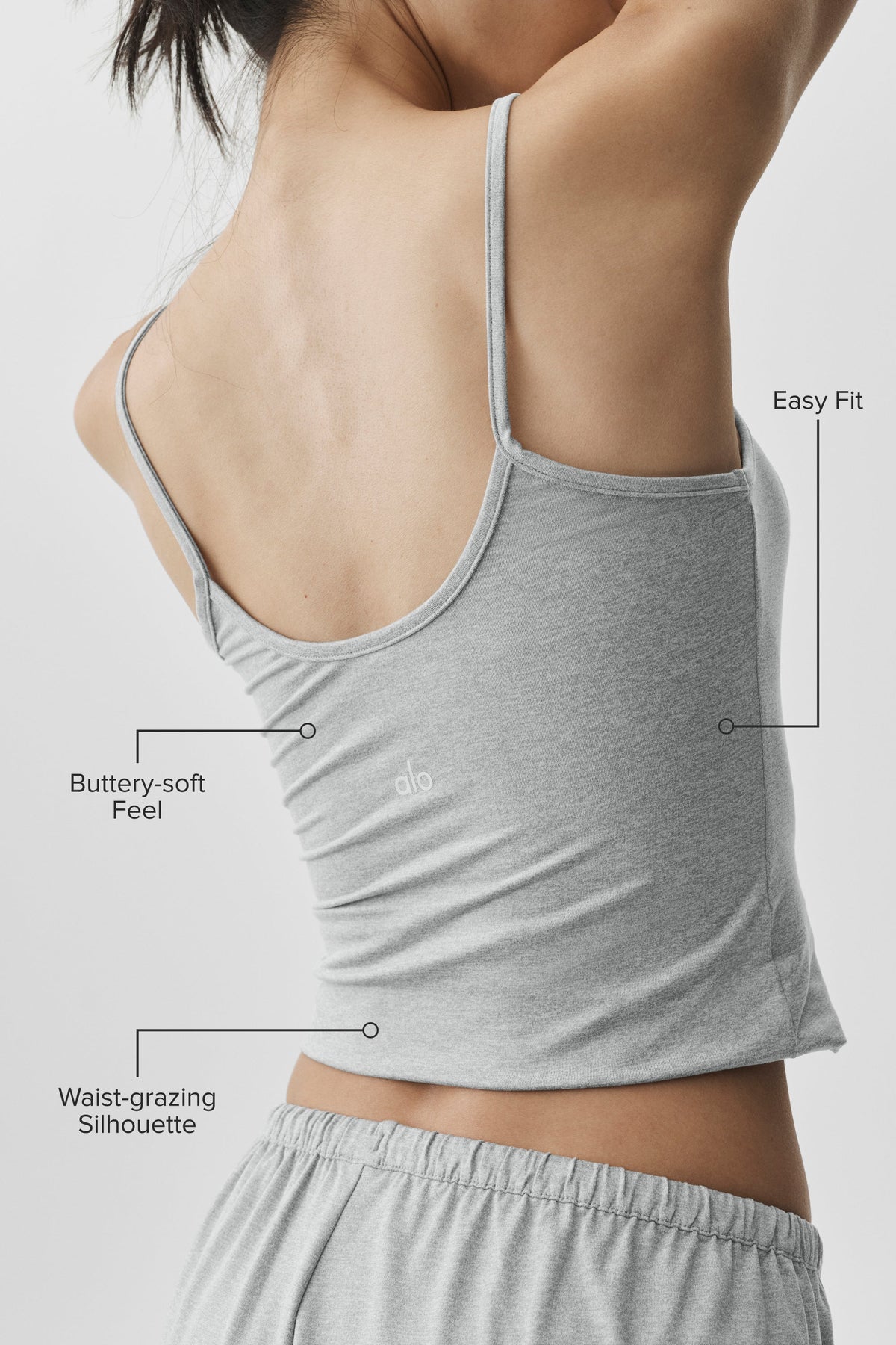 Alo Yoga Alosoft Finesse Cami Tank in Vintage Athletic Heather, product image 2 of 6