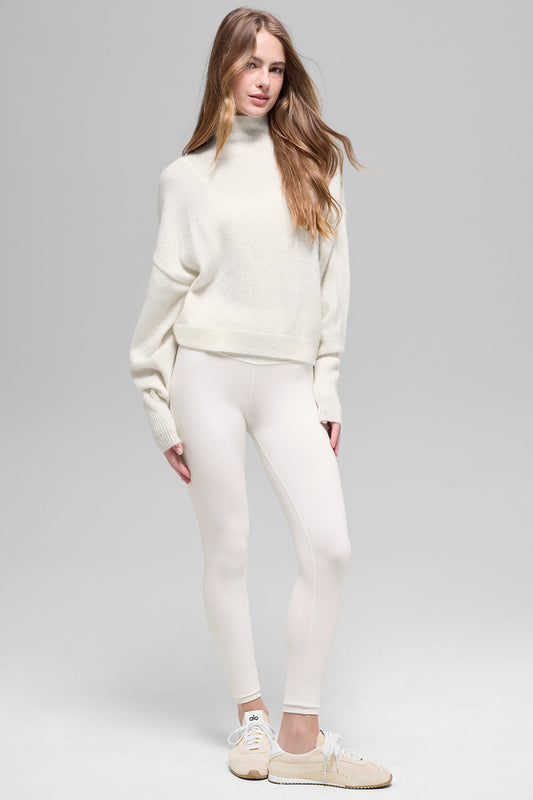 Wool Cashmere Cropped New Class Turtleneck Sweater - Ivory (W31006R)