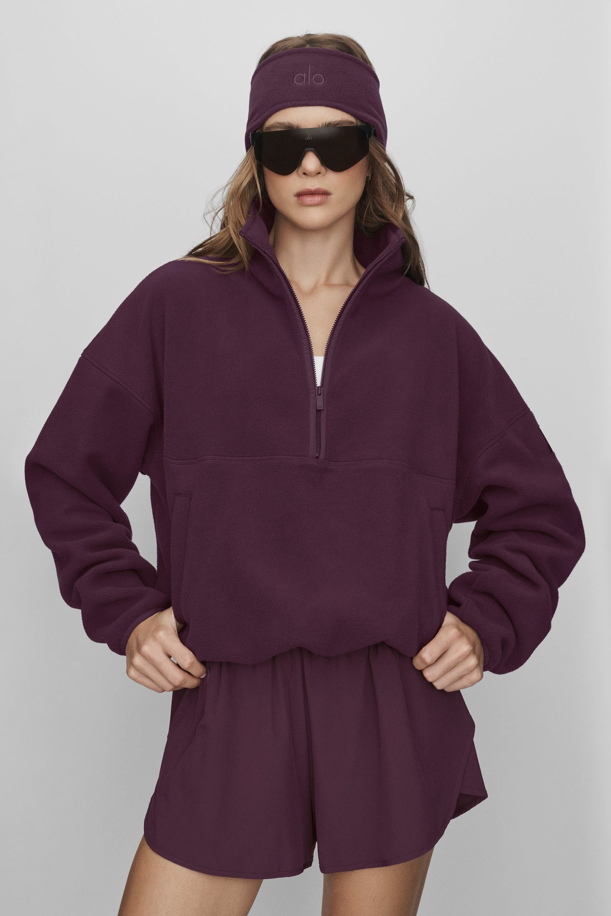 Alo Yoga Polar Fleece Retreat Cover Up in Rich Bordeaux, product image 3 of 7