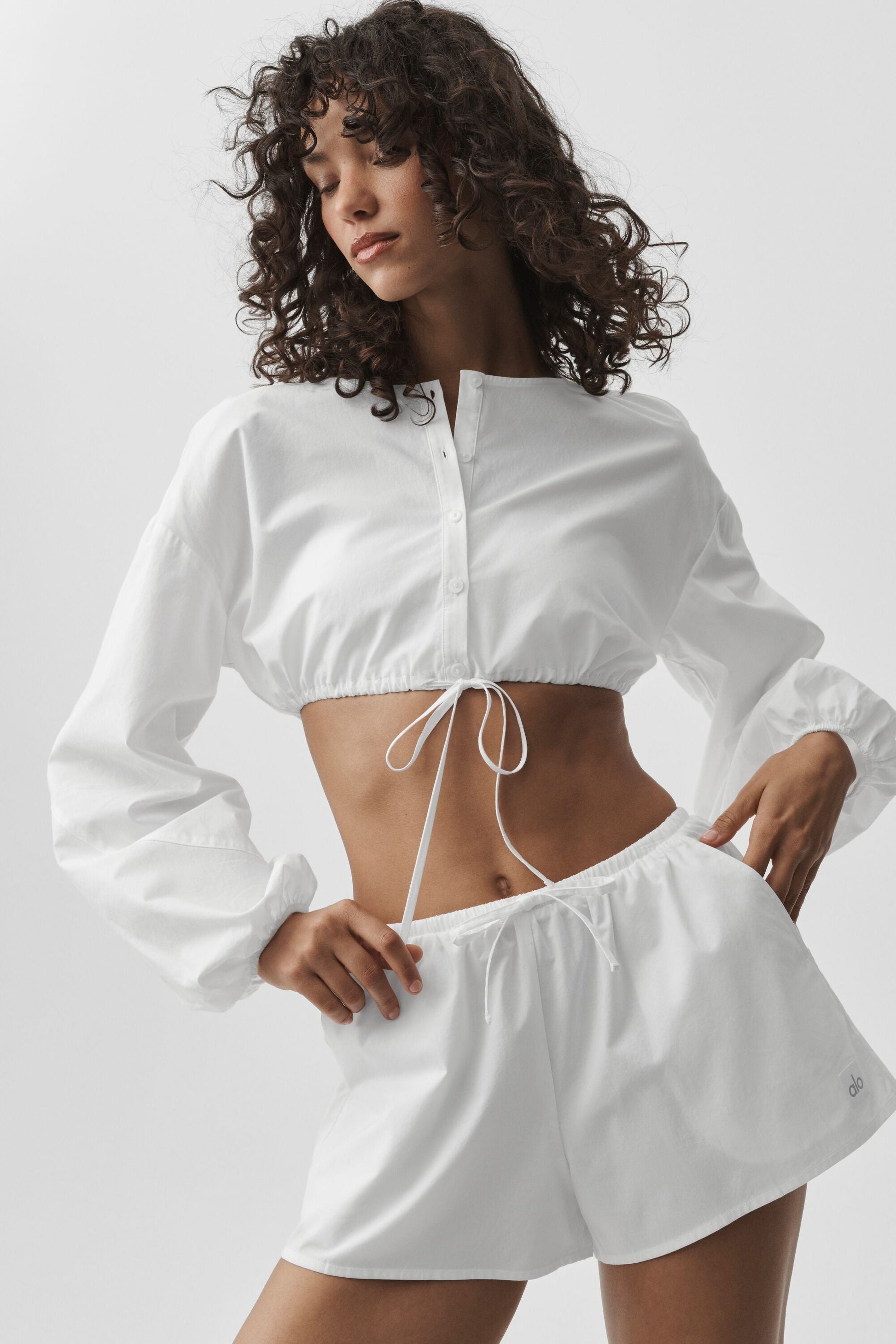 Cotton Cropped Real Deal Long Sleeve - White (W31043R)