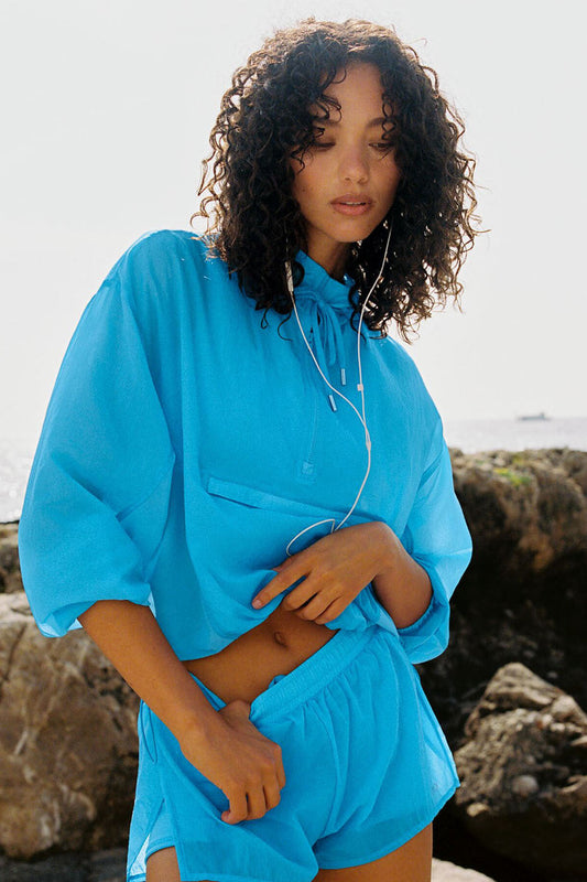 1/4 Zip Go Time Pullover - Azure Blue (W31047R)