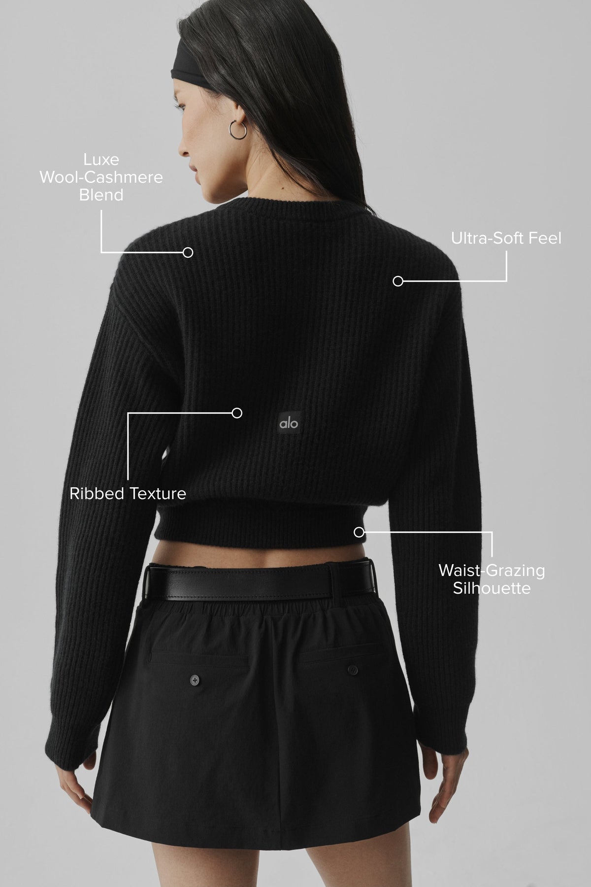 Alo Yoga Cashmere Wool Harmony Cardigan in Black, product image 2 of 6