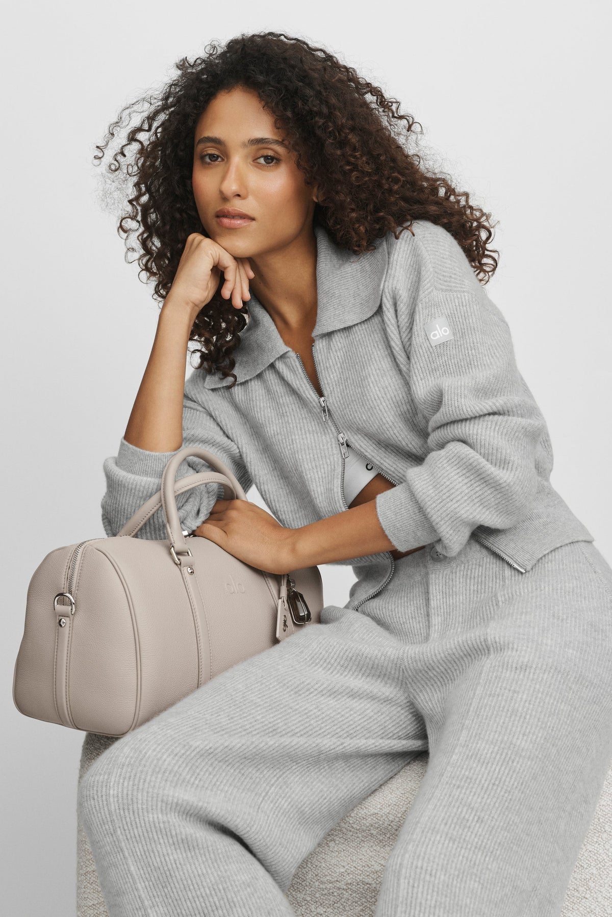 Alo Yoga Cashmere Wool Harmony Full Zip Jacket in Athletic Heather Grey, product image 3 of 6