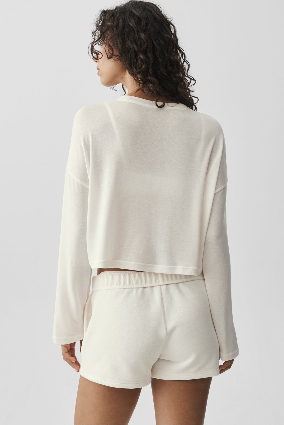 Alo Yoga Semi-Sheer Oasis Boxy Long Sleeve in Ivory, product image 2 of 4