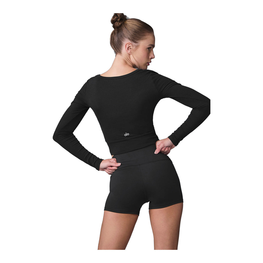 alo Cover Long Sleeve Top - Black by Alo Yoga