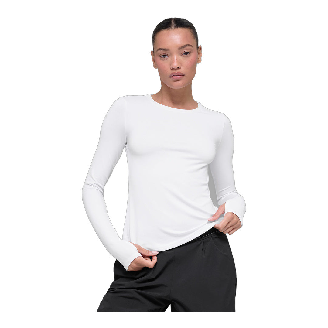 alo Alosoft Finesse Long Sleeve - White by Alo Yoga