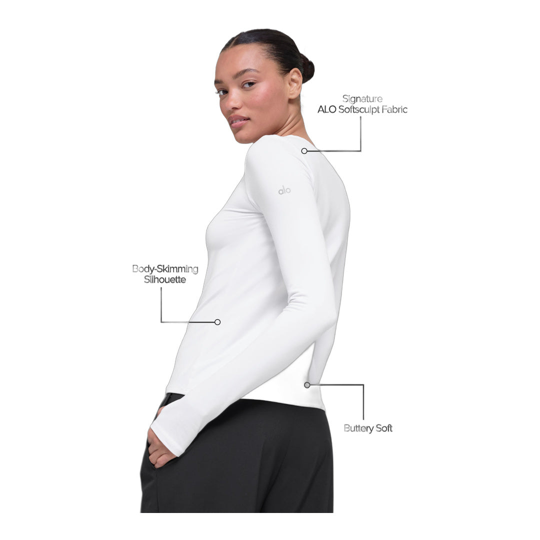 alo Alosoft Finesse Long Sleeve - White by Alo Yoga
