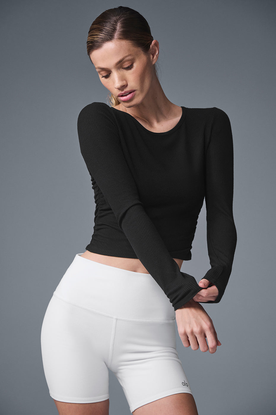 Gather Long Sleeve - Black (W3472R)