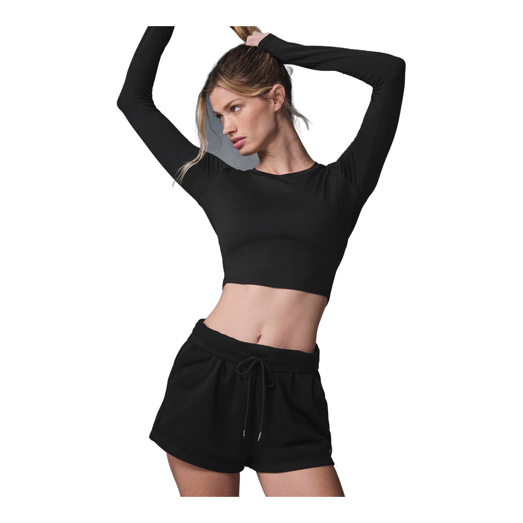 alo Alosoft Crop Finesse Long Sleeve - Black by Alo Yoga